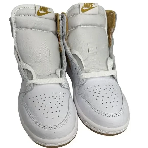 💎✨NEW IN BOX✨💎NIKE Jordan One Retro High OG (PS) White/Gold - Picture 7 of 7